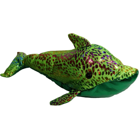 Toy Works - Rainbow Green Sparkling Dolphin Plush (9