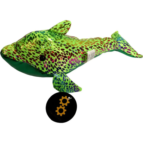 Toy Works - Rainbow Green Sparkling Dolphin Plush (9