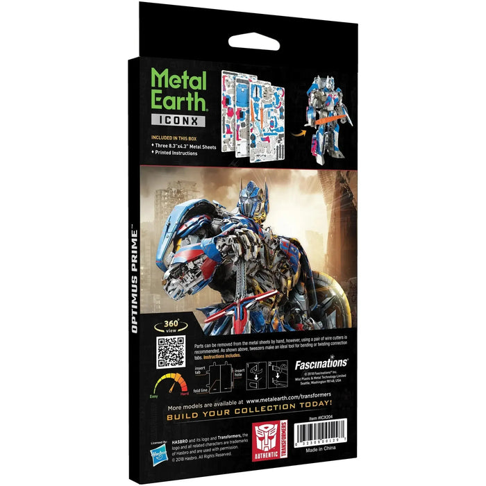 Transformers: The Last Knight - Optimus Prime 3D Figure Model Kit (Steel, Moderate Difficulty) - Fascinations - Metal Earth Iconx Premium Series - (2020)