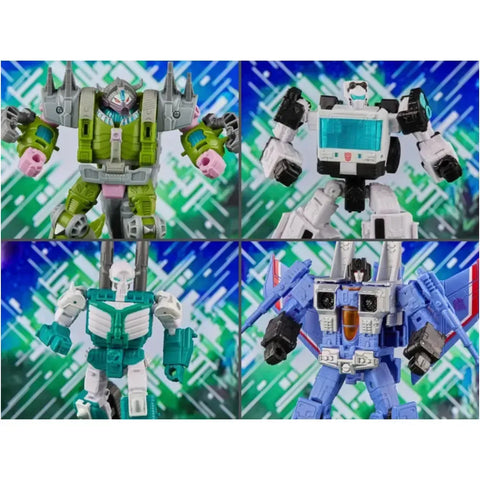 Transformers -  Troop Builder Multipack Action Figure Set (Decepticon Seeker, Quintesson Trooper, G1 Universe Cybertronian Trooper & Animated Universe Autotrooper) - Tomy