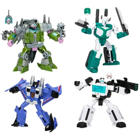 Transformers -  Troop Builder Multipack Action Figure Set (Decepticon Seeker, Quintesson Trooper, G1 Universe Cybertronian Trooper & Animated Universe Autotrooper) - Tomy