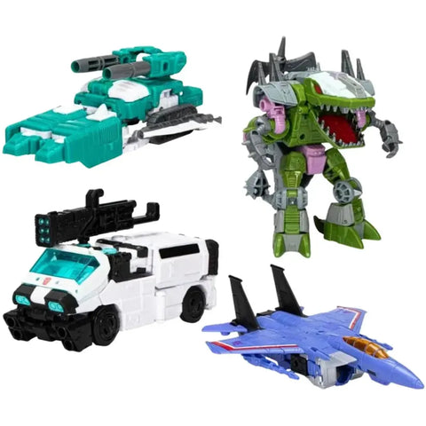 Transformers -  Troop Builder Multipack Action Figure Set (Decepticon Seeker, Quintesson Trooper, G1 Universe Cybertronian Trooper & Animated Universe Autotrooper) - Tomy