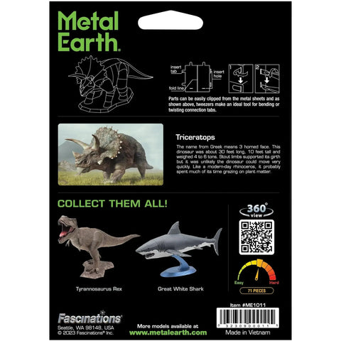 Triceratops (Colored) Dinosaur 3D Figure Model Kit (Steel, Moderate Difficulty) - Fascinations - Metal Earth Series - (2023) - Image 3