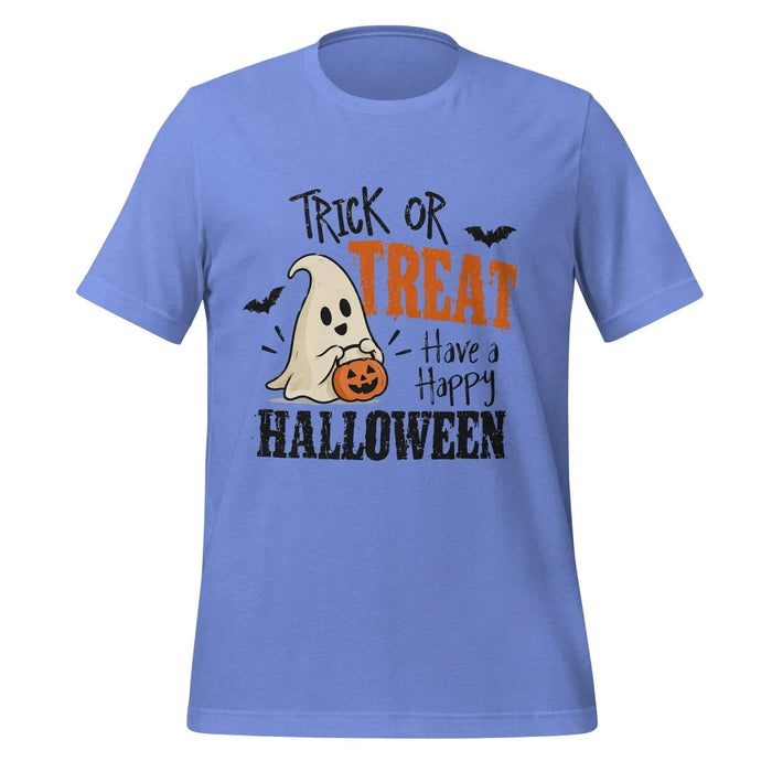 Trick or Treat Have a Happy Halloween T-Shirt - Cute Ghost and Pumpkin Graphic Tee