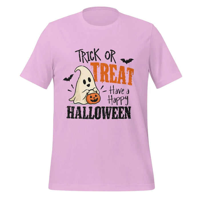 Trick or Treat Have a Happy Halloween T-Shirt - Cute Ghost and Pumpkin Graphic Tee