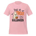 Trick or Treat Have a Happy Halloween T-Shirt - Cute Ghost and Pumpkin Graphic Tee