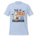 Trick or Treat Have a Happy Halloween T-Shirt - Cute Ghost and Pumpkin Graphic Tee