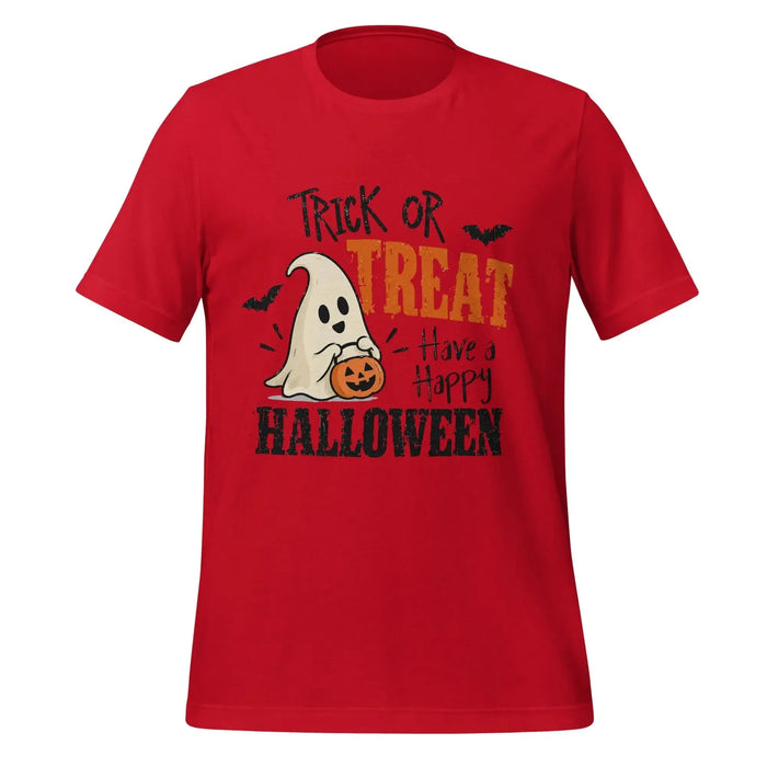 Trick or Treat Have a Happy Halloween T-Shirt - Cute Ghost and Pumpkin Graphic Tee