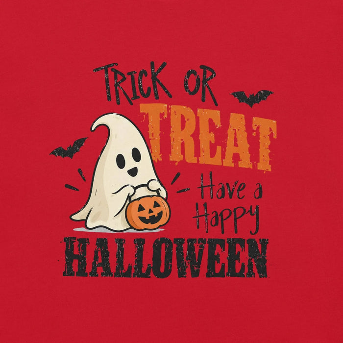 Trick or Treat Have a Happy Halloween T-Shirt - Cute Ghost and Pumpkin Graphic Tee