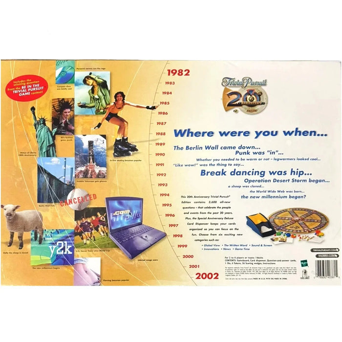 Trivial Pursuit: 20th Anniversary Edition - Trivia Party Game for Adults (2-6 Players, Ages 18+) - Hasbro - (2002)