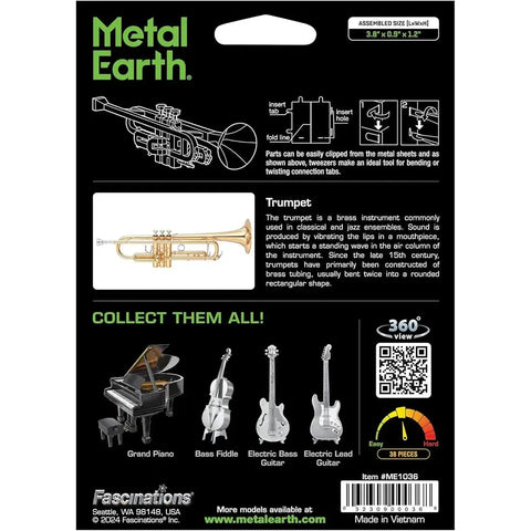 Trumpet Figure Model Kit (Steel, Moderate Difficulty) - Fascinations - Metal Earth Series