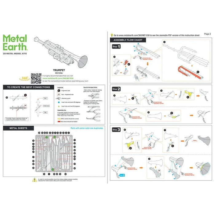 Trumpet Figure Model Kit (Steel, Moderate Difficulty) - Fascinations - Metal Earth Series