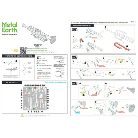 Trumpet Figure Model Kit (Steel, Moderate Difficulty) - Fascinations - Metal Earth Series