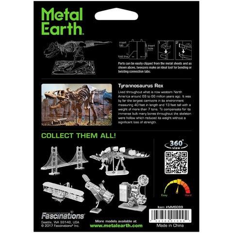 Tyrannosaurus Rex Skeleton Dinosaur 3D Figure Model Kit (Steel, Moderate Difficulty) - Fascinations - Metal Earth Series - (2023) - Image 3