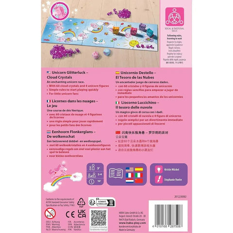 Unicorn Glitterluck: Cloud Crystals - Competitive Fantasy Board Game for Family, and Children (2-4 Players, Ages 3+) - HABA