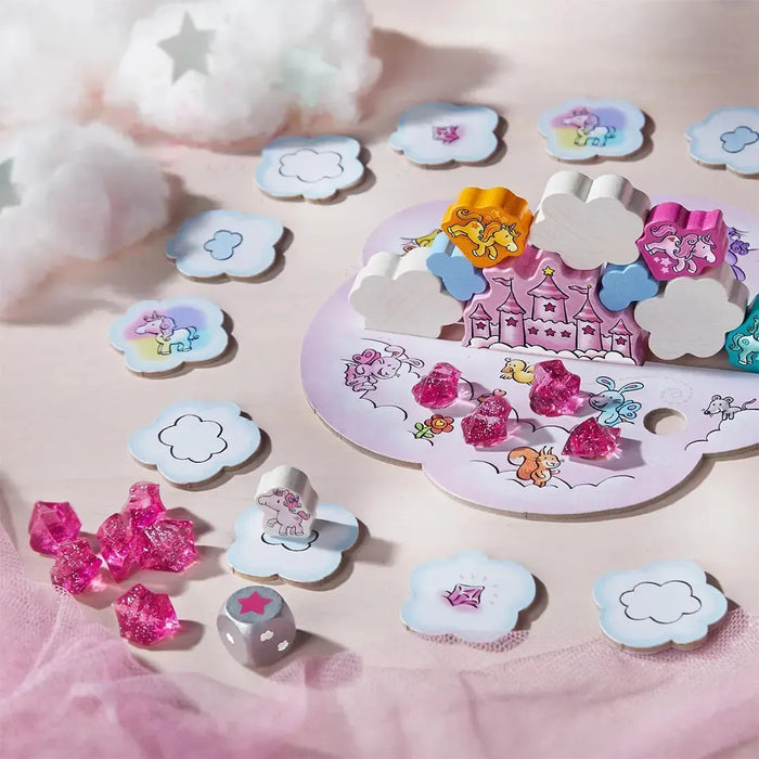 Unicorn Glitterluck - Unicorn Cloud Stacking Board Game for Family, and Children (1-4 Players, Ages 4+) - HABA