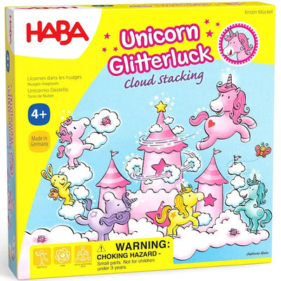 Unicorn Glitterluck - Unicorn Cloud Stacking Board Game for Family, and Children (1-4 Players, Ages 4+) - HABA