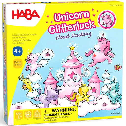 Unicorn Glitterluck - Unicorn Cloud Stacking Board Game for Family, and Children (1-4 Players, Ages 4+) - HABA