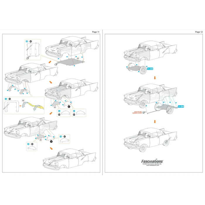 United States - 1957 Chevrolet Bel Air (Colored) Car 3D Figure Model Kit (1:49 Scale, Steel, Moderate Difficulty) - Fascinations - Metal Earth Series - (2024)
