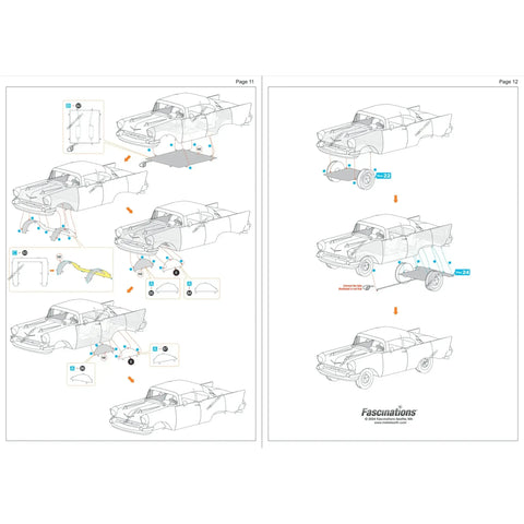 United States - 1957 Chevrolet Bel Air (Colored) Car 3D Figure Model Kit (1:49 Scale, Steel, Moderate Difficulty) - Fascinations - Metal Earth Series - (2024) - Image 12
