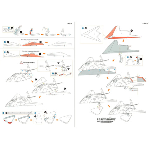 United States Air Force - Lockheed Martin F-117 Nighthawk Stealth Aircraft Figure Model Kit (1:151 Scale, Steel, Moderate Difficulty) - Fascinations - Metal Earth Series - (2023) - Image 8