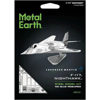 United States Air Force - Lockheed Martin F-117 Nighthawk Stealth Aircraft Figure Model Kit (1:151 Scale, Steel, Moderate Difficulty) - Fascinations - Metal Earth Series - (2023)