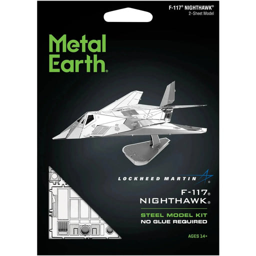 United States Air Force - Lockheed Martin F-117 Nighthawk Stealth Aircraft Figure Model Kit (1:151 Scale, Steel, Moderate Difficulty) - Fascinations - Metal Earth Series - (2023)