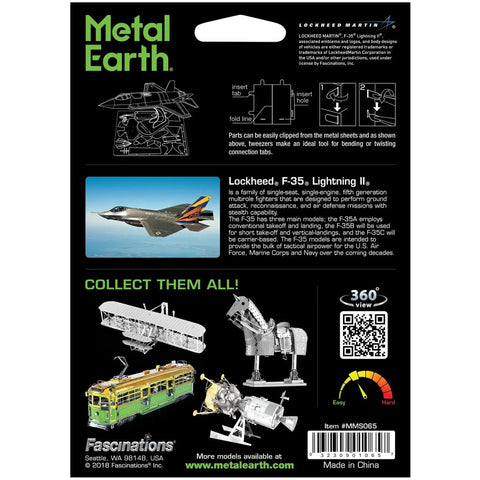 United States Air Force - Lockheed Martin F-35 Lightning II Fighter Aircraft Figure Model Kit (1:201 Scale, Steel, Moderate Difficulty) - Fascinations - Metal Earth Series - (2023) - Image 3