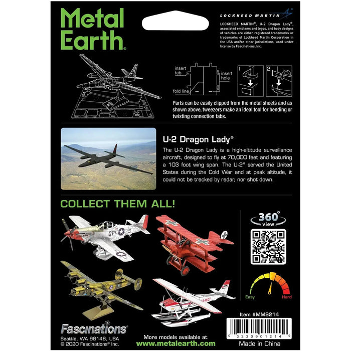 United States Air Force - Lockheed Martin U-2 Dragon Lady Reconnaissance Aircraft Figure Model Kit (1:157 Scale, Steel, Moderate Difficulty) - Fascinations - Metal Earth Series - (2024)