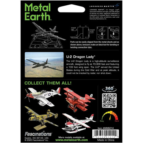 United States Air Force - Lockheed Martin U-2 Dragon Lady Reconnaissance Aircraft Figure Model Kit (1:157 Scale, Steel, Moderate Difficulty) - Fascinations - Metal Earth Series - (2024) - Image 3