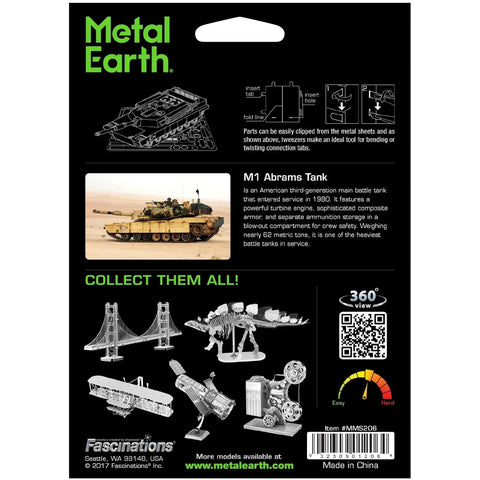 United States Army - M1 Abrams Tank Military Vehicle Figure Model Kit (Steel, Moderate Difficulty) - Fascinations - Metal Earth Series - (2022) - Image 3