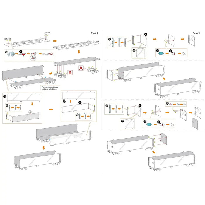 Unpainted Freight Train with Engine & 4 Cars Figure Model Kit Gift Set (Steel, Challenging Difficulty) - Fascinations - Metal Earth Premium Series