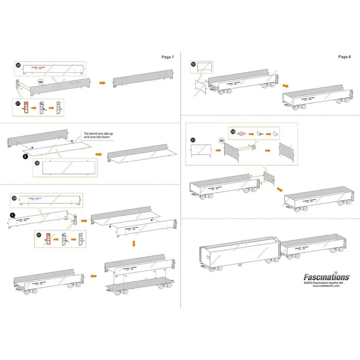 Unpainted Freight Train with Engine & 4 Cars Figure Model Kit Gift Set (Steel, Challenging Difficulty) - Fascinations - Metal Earth Premium Series