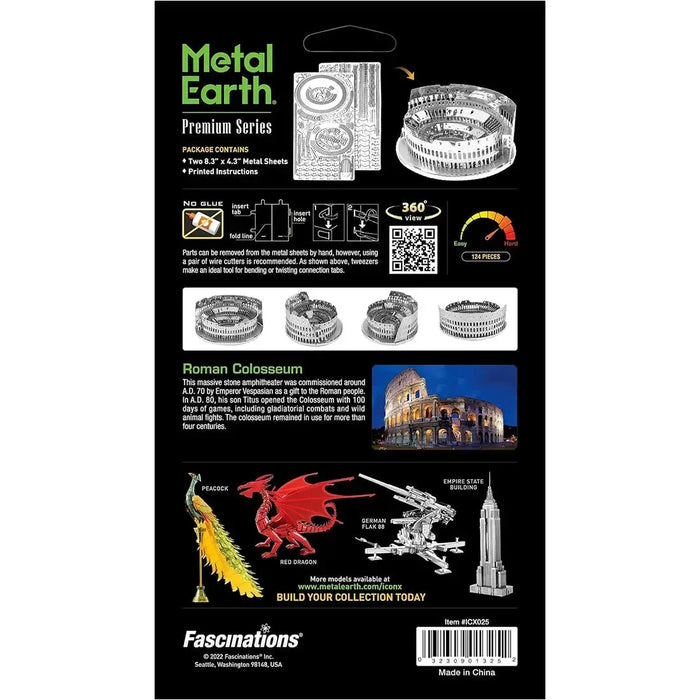 Unpainted Roman Colosseum Ruins Figure Model Kit (Steel, Challenging Difficulty) - Fascinations - Metal Earth Premium Series