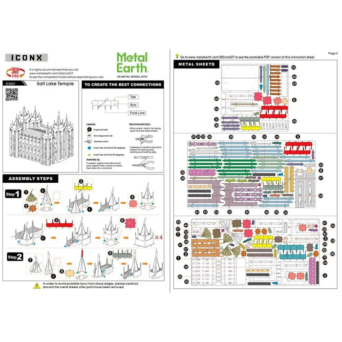 Unpainted Salt Lake Temple Figure Model Kit (Steel, Expert Difficulty) - Fascinations - Metal Earth Premium Series
