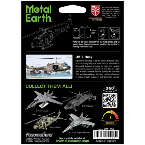 Vietnam War [United States Army] - Bell UH-1 Huey Helicopter 3D Figure Model Kit (1:80 Scale, Steel, Moderate Difficulty) - Fascinations - Metal Earth Series - (2023) - Image 3