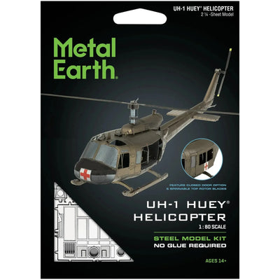 Vietnam War [United States Army] - Bell UH-1 Huey Helicopter 3D Figure Model Kit (1:80 Scale, Steel, Moderate Difficulty) - Fascinations - Metal Earth Series - (2023)