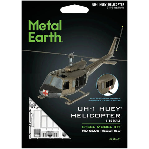 Vietnam War [United States Army] - Bell UH-1 Huey Helicopter 3D Figure Model Kit (1:80 Scale, Steel, Moderate Difficulty) - Fascinations - Metal Earth Series - (2023) - Image 1
