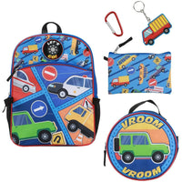 Vroom Vroom Cars & Trucks - 5-Piece Backpack & Lunchbox Set - Bioworld