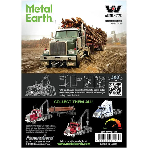 Western Star - 4900SF Log Truck Figure Model Kit (Steel, Challenging Difficulty) - Fascinations - Metal Earth Series