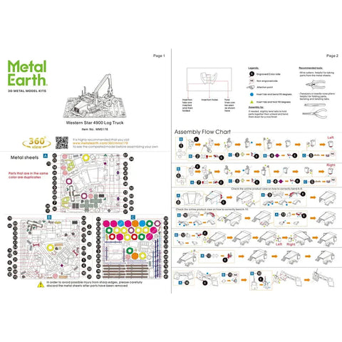 Western Star - 4900SF Log Truck Figure Model Kit (Steel, Challenging Difficulty) - Fascinations - Metal Earth Series