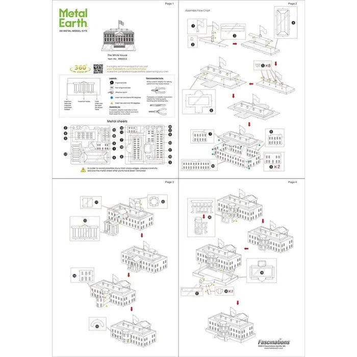White House Figure Model Kit (Steel, Moderate Difficulty) - Fascinations - Metal Earth Series
