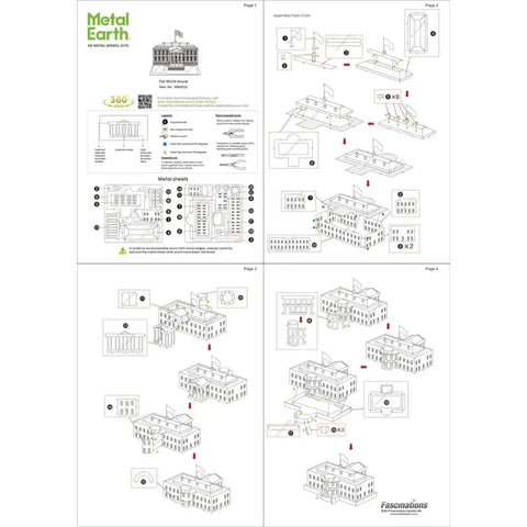 White House Figure Model Kit (Steel, Moderate Difficulty) - Fascinations - Metal Earth Series