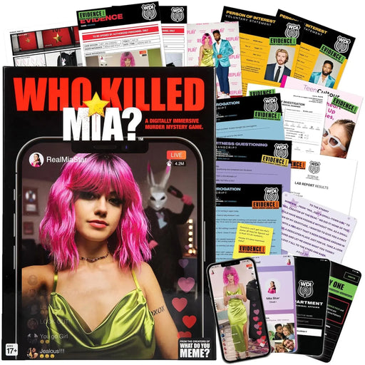 Who Killed Mia? - Social Deduction Mystery Board Game for Adults (1+ Players, Ages 17+) - What Do You Meme, LLC - (2023)