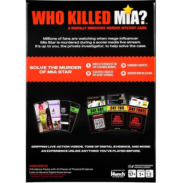Who Killed Mia? - Social Deduction Mystery Board Game for Adults (1+ Players, Ages 17+) - What Do You Meme, LLC - (2023)