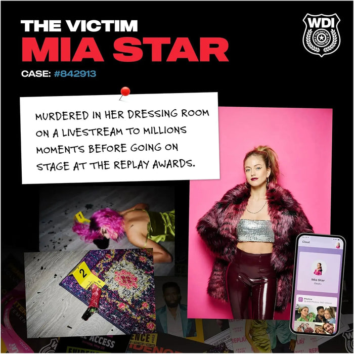 Who Killed Mia? - Social Deduction Mystery Board Game for Adults (1+ Players, Ages 17+) - What Do You Meme, LLC - (2023)