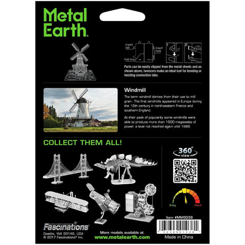 Windmill 3D Figure Model Kit (Steel, Moderate Difficulty) - Fascinations - Metal Earth Series - (2022) - Image 3