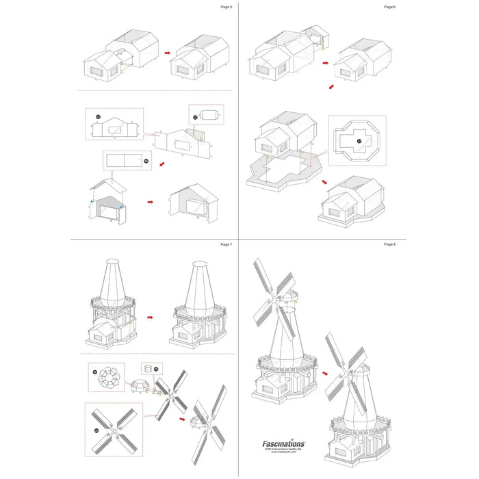 Windmill 3D Figure Model Kit (Steel, Moderate Difficulty) - Fascinations - Metal Earth Series - (2022)