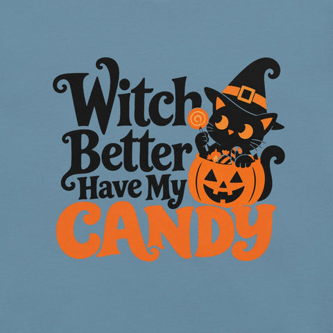 Witch Better Have My Candy T-Shirt - Cute Halloween Witch Cat and Pumpkin Graphic Tee - Image 14
