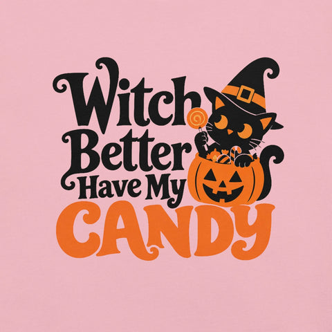 Witch Better Have My Candy T-Shirt - Cute Halloween Witch Cat and Pumpkin Graphic Tee - Image 22